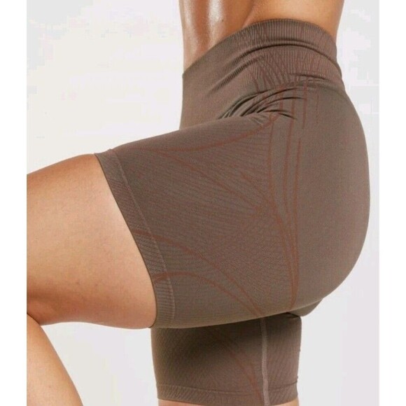 GYMSHARK APEX Seamless Shorts Size XXL Brown Biker Women's Activewear Workout - Picture 5 of 10